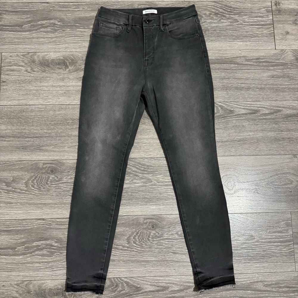 Good American Women Black Wash Good Legs Crop High Rise Skinny Fit Jeans Size 29